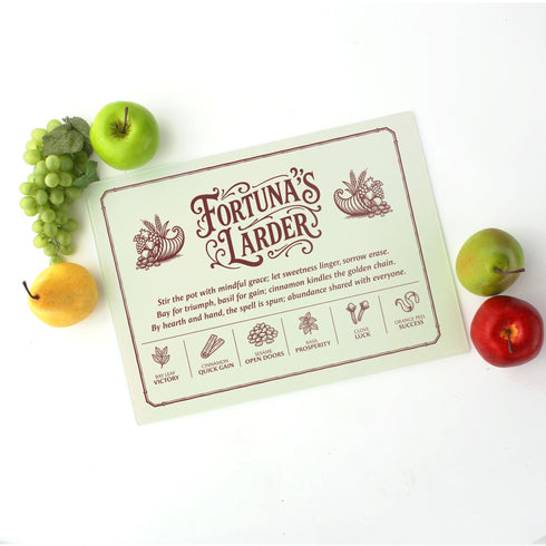 Fortuna's Larder Glass Cutting Board for Kitchen Witch - Abundance Spell