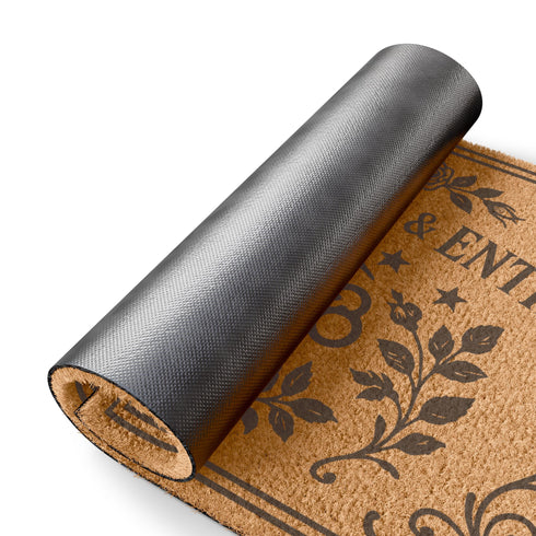 Gothic Skeleton Key Doormat Threshold Protection, Talisman Witchy Welcome Coir Mat for Dark Academia Entryway