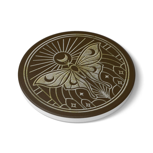 Art Deco Celestial Moth Coaster - Ceramic Drink Coaster