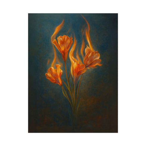 Flaming Garden Fire Botanical Fine Art Print