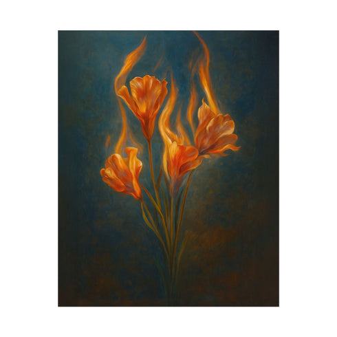 Flaming Garden Fire Botanical Fine Art Print
