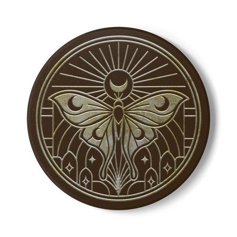 Art Deco Celestial Moth Coaster - Ceramic Drink Coaster