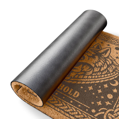 Guardian Wolf Coir Doormat: Black Gothic Welcome Mat for Whimsigoth & Dark Academia Decor