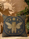 A square woven tapestry pillow in charcoal grey and metallic gold thread, exuding a premium, artisan quality. The central design features a large, detailed cicada, a key motif in entomology decor, encircled by celestial moon phases. This blend of mystical and dark botanical elements is ideal for Whimsigoth, Gothic, and Dark Academia aesthetics. Ornate Victorian flourishes in the corners complete this luxurious, double-sided piece of functional art, perfect as a statement pillow.