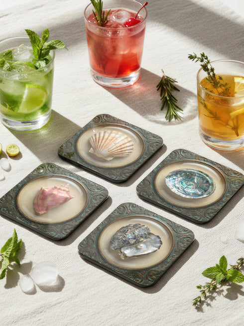 Nautical Sea Coaster Set Marine Specimen Decor by Grimoire & Goblet