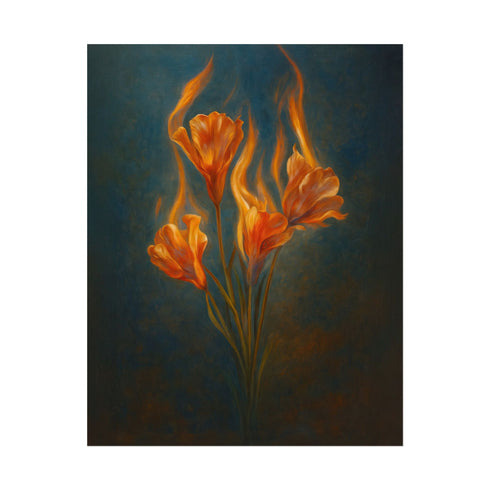 Flaming Garden Fire Botanical Fine Art Print