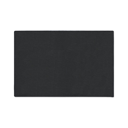 A Grimoire and Goblet rectangular doormat featuring a vintage tapestry design of two white herons facing a central red flower. Above the birds is a golden sun with a face in a celestial style. The background is a dark charcoal with a faux needlepoint texture. The scene is framed by a border of red carnations and green vines in an Arts and Crafts style. The design mimics antique embroidery but is a smooth printed surface with a black trim.