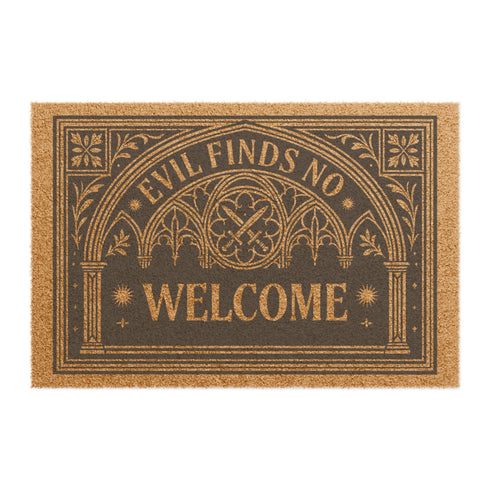 Coir Outdoor Mat for Threshold Protection, Talisman Spell Doormat for Witchcraft Front Door Decor, Dark Academia Wiccan Porch Welcome Rug