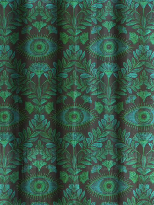 Luminous whispers of emerald sway gently, catching the light like precious jewels suspended in time. Our Guardian Eye Sheer Curtain Panel transforms ordinary windows into portals of protection and refined elegance. Vivid jewel-toned eyes nestled among flourishing botanical motifs create a mesmerizing pattern against the dark background, offering both visual intrigue and symbolic resonance within your sanctuary.
Designed for spaces that demand both statement and subtlety, this panel excels in studies, living
