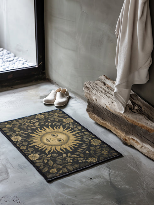 Celestial Sun Face Doormat in Gold