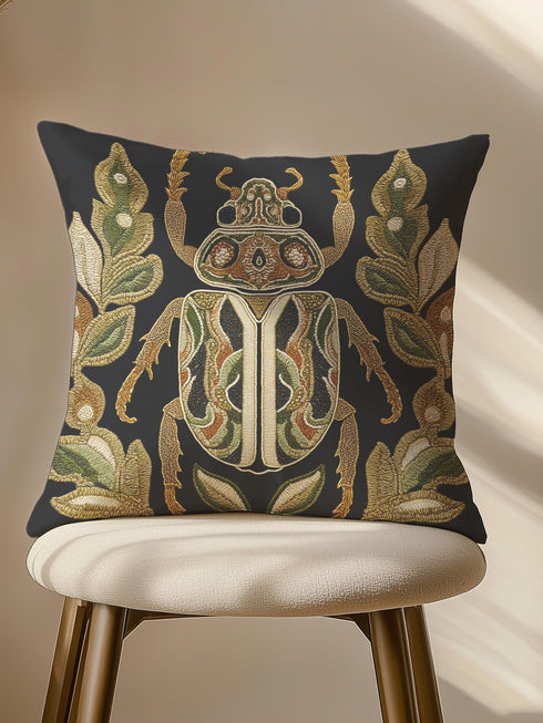 Scarab Beetle Pillow Cover - Dark Academia Entomology Decor