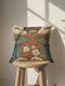 A square throw pillow cover featuring a maximalist botanical serpent illustration in a moody dark academia style. The design depicts a detailed snake with intricate scales winding through a lush arrangement of vintage-style flowers and nocturnal foliage. The color palette is dominated by deep forest greens, muted charcoal, and earthy floral tones, creating a psychedelic yet sophisticated aesthetic. This high-quality polyester cushion cover has a smooth, flat texture and a concealed zipper for a seamless fin