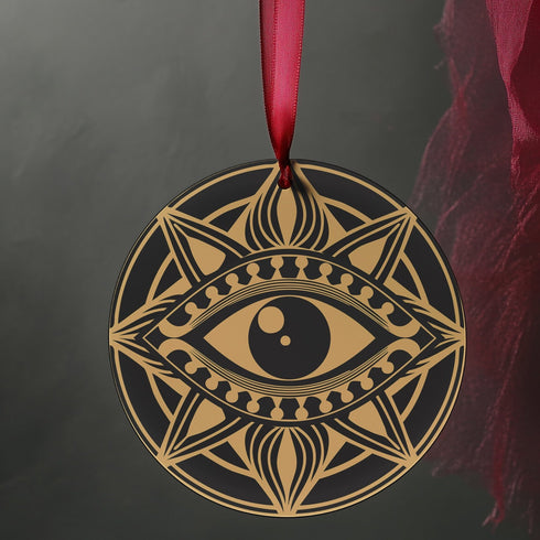 Evil Eye Christmas Ornament in Art Deco Style.