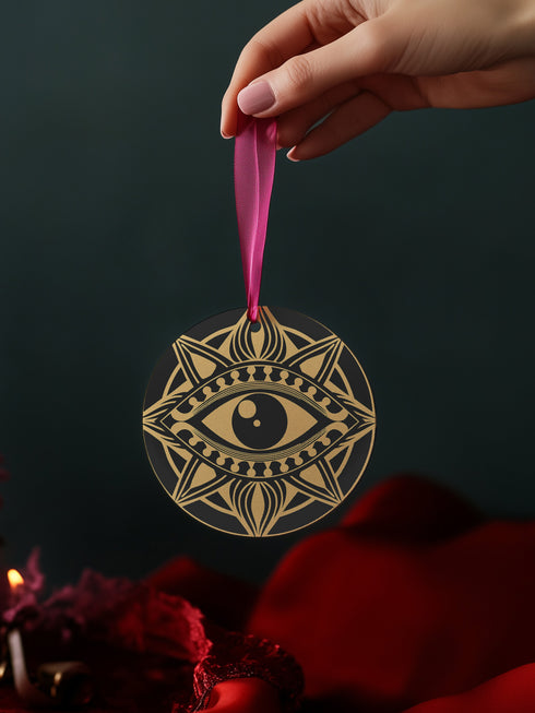 Evil Eye Christmas Ornament in Art Deco Style.