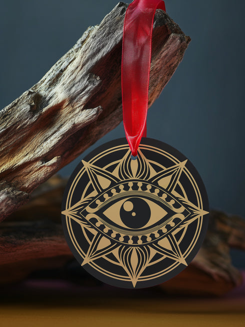 Evil Eye Christmas Ornament in Art Deco Style.