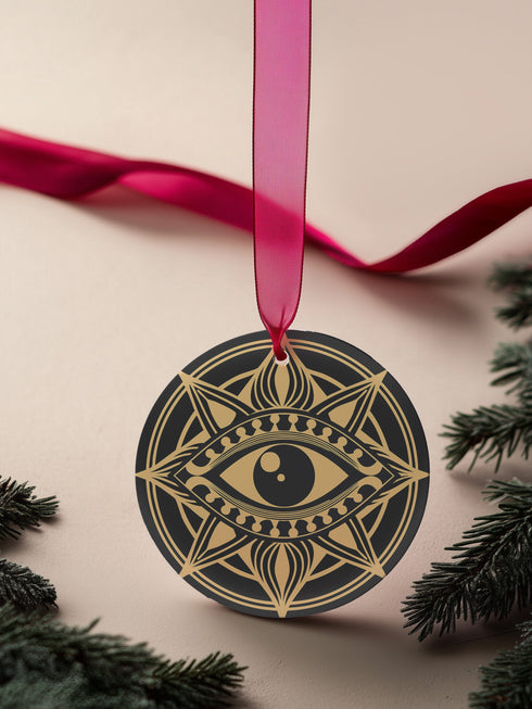 Evil Eye Christmas Ornament in Art Deco Style.