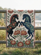Equestrian Woven Tapestry Dark Academia Horse Woven Throw