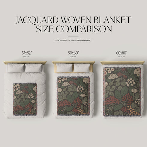Woodland Wildflower Woven Throw Blanket Cotton Botanical