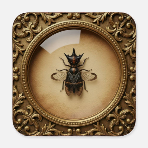 Entomology Taxidermy Coaster Set: Gothic Victorian Specimen Art, Dark Academia Barware