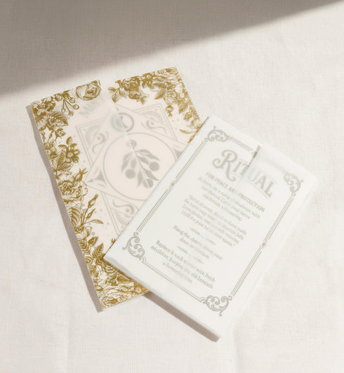 Luxury Mistletoe Ritual Card Set - Gold Foil Vellum, Winter Solstice Gift Box