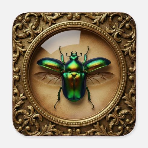 Entomology Taxidermy Coaster Set: Gothic Victorian Specimen Art, Dark Academia Barware