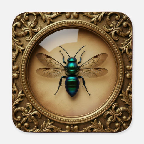 Entomology Taxidermy Coaster Set: Gothic Victorian Specimen Art, Dark Academia Barware