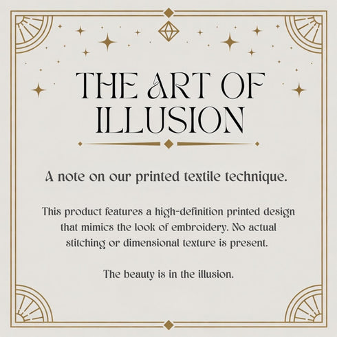 The image is a note on a printed textile technique.